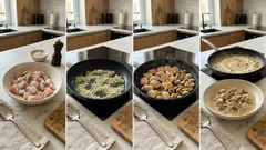 Blesková kuřecí směs se žampiony a smetanou: hotovo z jedné pánve