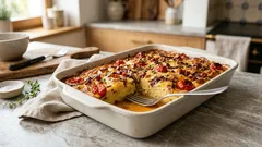 Zapečené brambory se slaninou a rajčaty: sytá večeře z jedné mísy