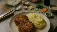 Masové „čínské“ placičky na pánvi: křupavé a šťavnaté, s jemnou kaší