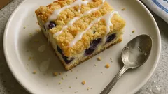 Tvarohová buchta s borůvkami a citronovou polevou – vláčná a krásně svěží