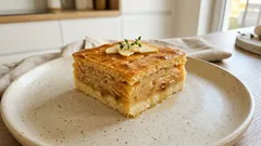 Jablečný koláč s pudinkem na plech: křehké těsto a šťavnatá náplň