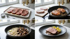 Krkovice na zvěřinovém koření: šťavnaté maso, portobello omáčka a brambory