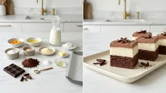 Pěnové řezy s vanilkovým krémem a kakaovým korpusem – krásně drží při krájení