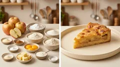 Křehký jablečný koláč s vanilkovým pudinkem: šťavnatý a krásně drží tvar