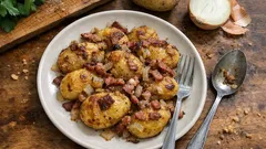 Farářské brambory: poctivé zapečené brambory se slaninou a cibulí