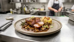 Vepřová krkovice na žampionech: šťavnaté maso a hustá omáčka z jedné pánve