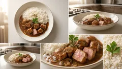 Vepřová plec na houbách s rýží: poctivá omáčka, která se vsákne do každého zrnka