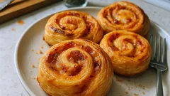 Sýrové závitky z listového těsta: křupavé pohoštění hotové za 20 minut