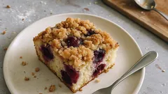 Jogurtová bublanina s ovocem a drobenkou: vláčná a spolehlivá z plechu