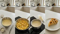 Mřížkový jablečný koláč s vanilkovým pudinkem: vláčný a slavnostní