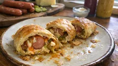 Slaný závin ve stylu hot-dogu: s párky, sýrem a slaninou zasytí celou rodinu