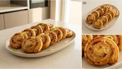 Slaní šneci z listového těsta se šunkou a sýrem: hotové za 25 minut