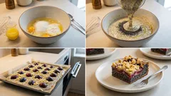 Litý makový koláč se švestkami a drobenkou – vláčný plechový moučník ke kávě